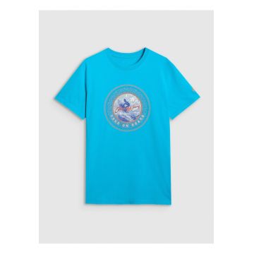 Tricou barbati  albastru bumbac 100% - imprimeu - Albastru