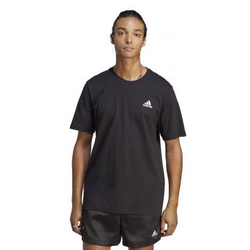 Tricou de bumbac cu logo pe piept - Negru