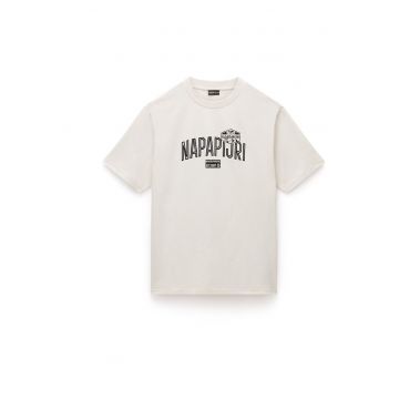 Tricou din bumbac cu decolteu la baza gatului Funes - Bej deschis