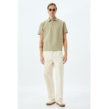 Tricou polo cu model texturat - Verde aquamarin