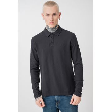 Bluza cu guler polo si model uni Portis - Negru