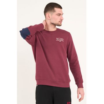 Bluza de trening cu aplicatii pe coate - Visiniu