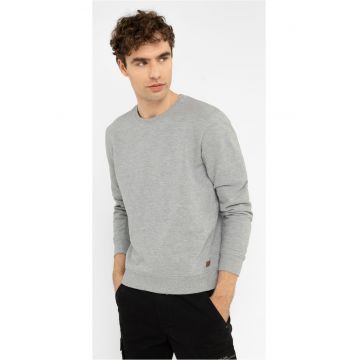 Bluza de trening cu decolteu la baza gatului  B-Andy pentru barbati - Gri melange