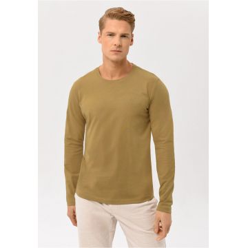 Bluza din bumbac  L-Hals pentru barbati - bej