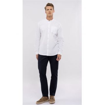 Camasa pentru barbati  K-Lange - cu guler tunica - Alb - din bumbac - Slim Fit