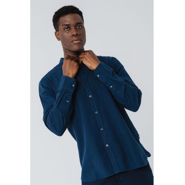 Camasa-tunica regular-fit din amestec de in Yuma - Albastru/Bleumarin