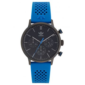 Ceas barbatesc  CODE ONE CHRONO - gri - curea silicon albastra - 40x10mm - rezistenta apa 5 ATM