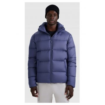Geaca de puf barbati  bleumarin - umplutura naturala - poliester - set cu gluga detasabila