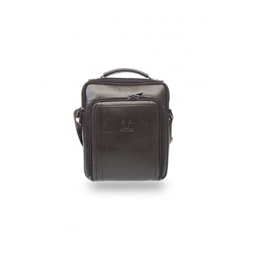 Geanta barbati din piele naturala maro Luca