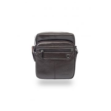 Geanta barbati din piele naturala maro Moris