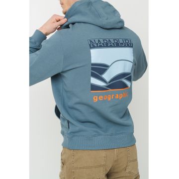 Hanorac de bumbac cu imprimeu - Portocaliu/Albastru petrol