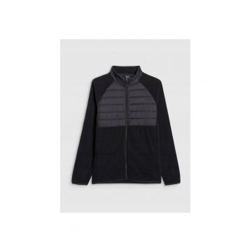 Hanorac sport barbati -  polar cu guler inalt - negru - regular -