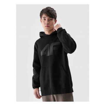 Hanorac Sportiv pentru Barbati -  Negru Intens - Bumbac si Poliester - Regular Fit - Cu Gluga si Buzunar Marsupiu - 45737 - Negru