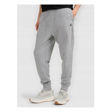 Pantaloni de trening jogger barbati -  gri - talie reglabila - buzunare cu fermoar - bumbac