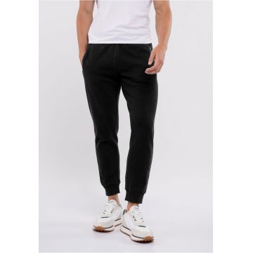 Pantaloni jogger din amestec de bumbac cu buzunare si fermoar -  N-Nicer - Negru - Negru