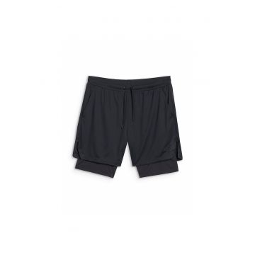 Pantaloni scurti de trening  uscare rapida - negru - material sintetic
