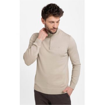 Pulover barbati - guler inalt cu fermoar -  S-Sam - bej - Bej