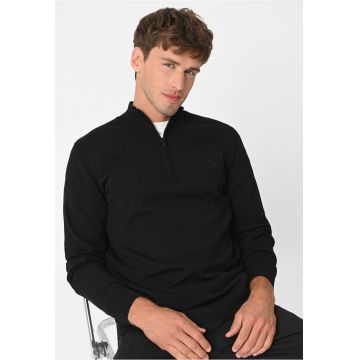 Pulover barbati - guler inalt cu fermoar -  S-Sam - negru - Negru