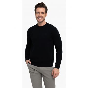 Pulover clasic din bumbac - decolteu la baza gatului -  S-Todd - Negru - Negru