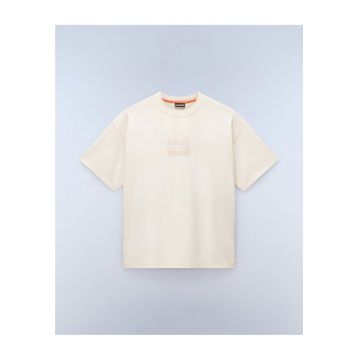 Tricou cu imprimeu logo si maneci cazute Comel - Bej