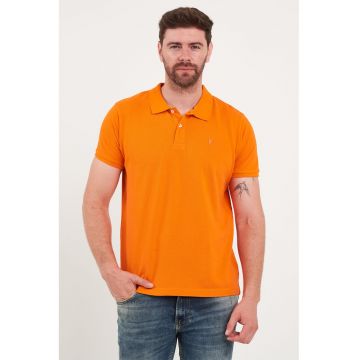 Tricou polo din bumbac de pique - Portocaliu mandarina