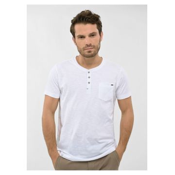 Tricou  T-Hubris pentru barbati - alb - decolteu deschis - buzunar pe piept - 5XL - Alb