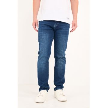 Blugi cu aspect decolorat - Albastru inchis