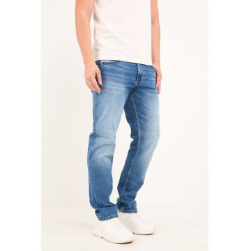 Blugi cu aspect decolorat - Albastru