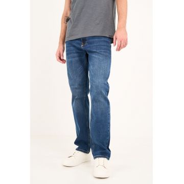 Blugi regular fit cu aspect decolorat - Bleumarin