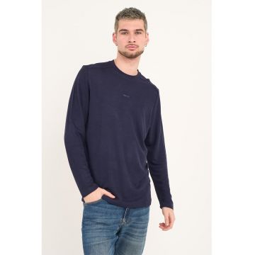 Bluza uni cu decolteu la baza gatului - Bleumarin