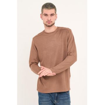 Bluza uni cu decolteu la baza gatului - Maro camel
