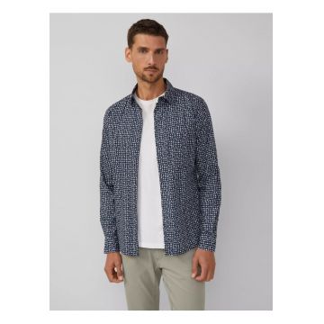 Cămașă bărbați -  Slim fit - imprimeu cu puncte - gri - Bleumarin inchis