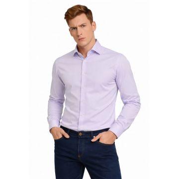 Camasa cambrata din amestec de bumbac - Lila