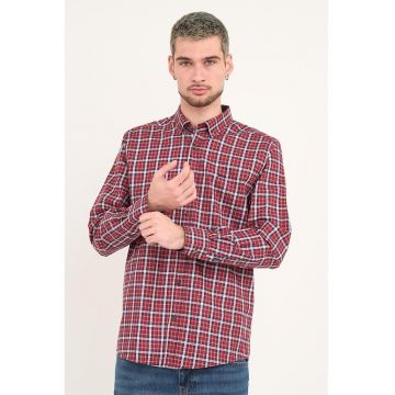 Camasa cu maneci lungi si model in carouri - Rosu/Alb/Bleumarin