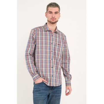 Camasa de bumbac in carouri - Rosu/Bej