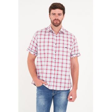 Camasa in carouri cu maneci scurte - Rosu/Alb