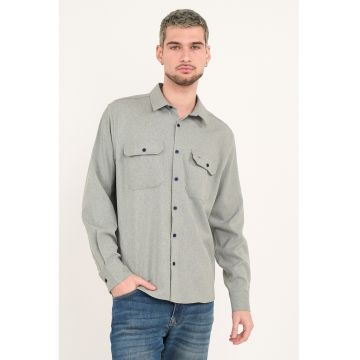 Camasa relaxed fit cu buzunare pe piept - Grej