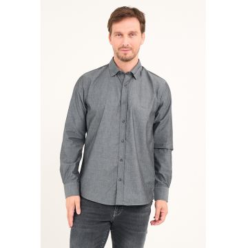 Camasa relaxed fit de bumbac - Negru stins