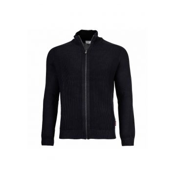 Cardigan din bumbac cu fermoar - Albastru inchis