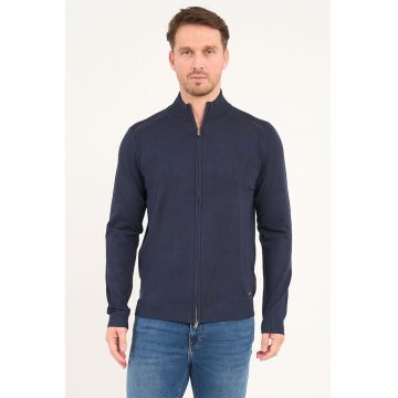 Cardigan uni cu fermoar - Bleumarin
