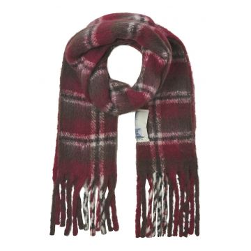 Fular cu margini franjurate - Rosu/Maro