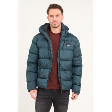 Geaca scurta cu buzunare cu fermoar - Albastru petrol