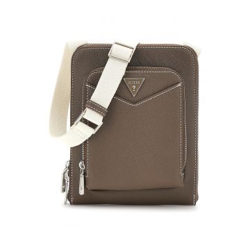 Geanta crossbody de piele ecologica cu bareta ajustabila Siena - Maro inchis/Bej