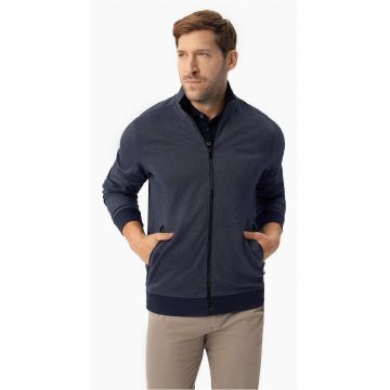 Hanorac barbati din bumbac cu guler inalt cu fermoar -  B-Montero - albastru marin - Albastru marin