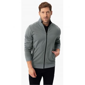Hanorac barbati din bumbac cu guler inalt cu fermoar -  B-Montero - albastru marin - Gri