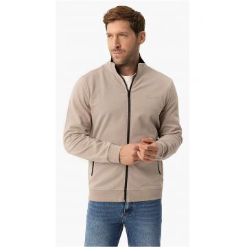 Hanorac barbati din bumbac cu guler inalt cu fermoar -  B-Montero - bej - Bej