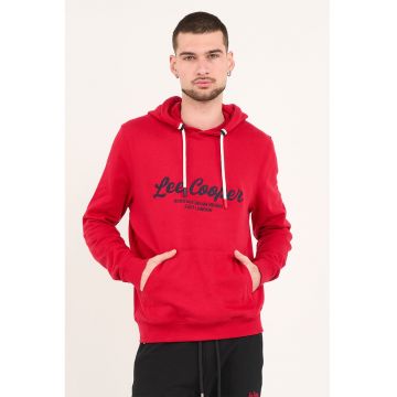 Hanorac de bumbac cu logo brodat - Rosu