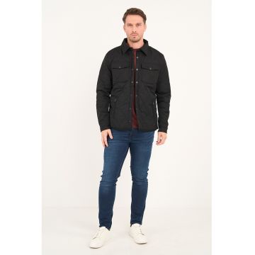 Jacheta cu buzunare cu capse - Negru