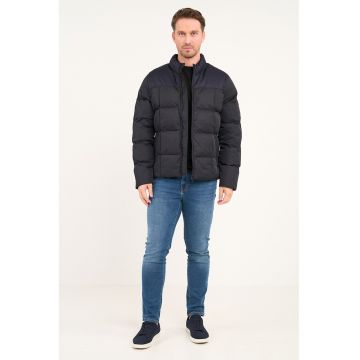 Jacheta cu guler scurt si fermoar - Bleumarin