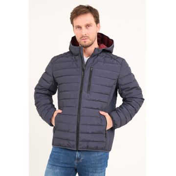 Jacheta matlasata cu buzunare laterale - Gri inchis